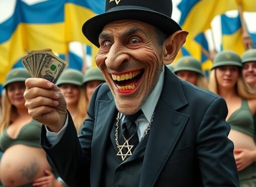 Cross-dressing, mass-murdering jew dictator Volodymyr Zelenskyyyy uses pregnant white Ukrainian women on the front lines in his tribe’s war against Russia